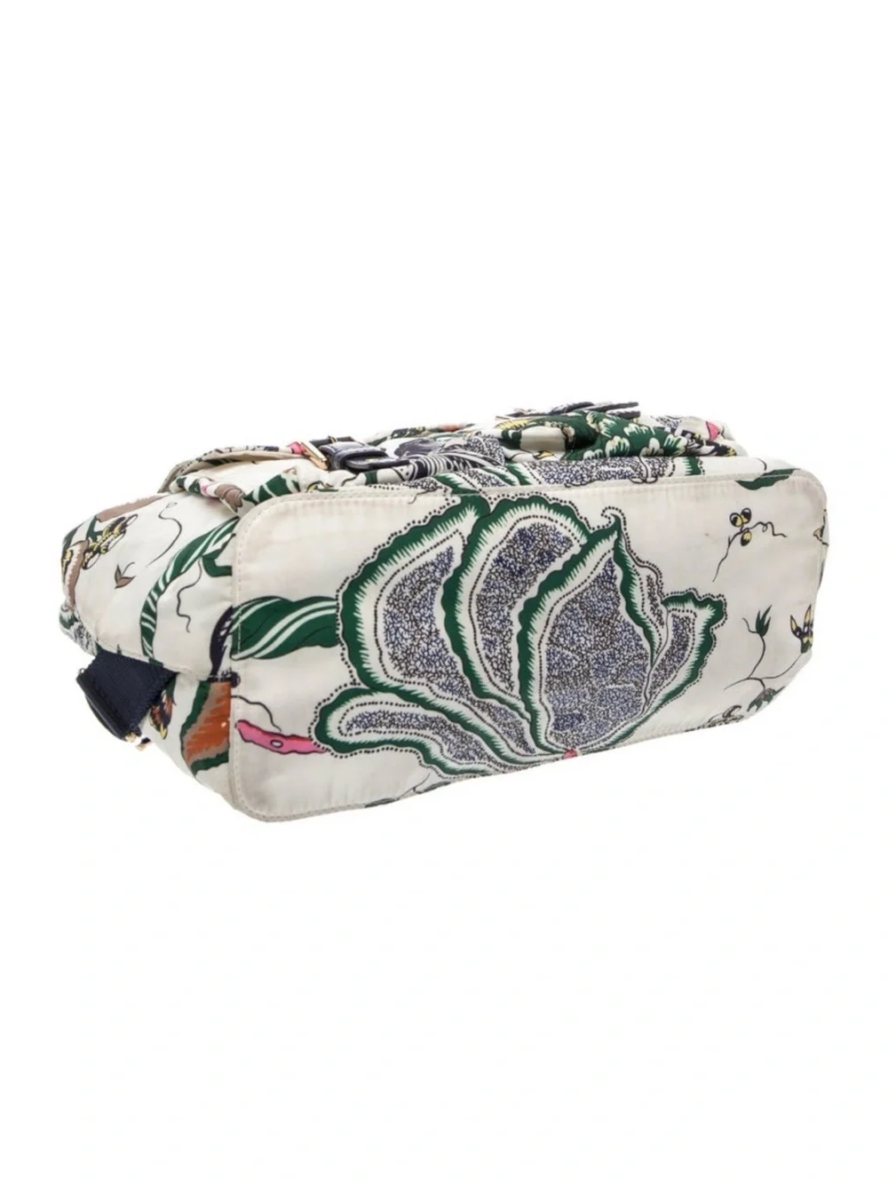 Tory Burch Cream Floral Nylon Backpack with Green & Multicolor Print